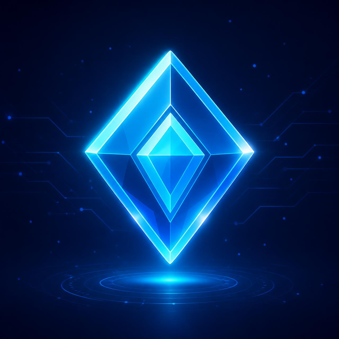Glowing blue and cyan GugaTech Plus diamond member badge